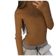 thumbnail image 1 of Odeerbi Tummy Control Shapewear Bodysuit for Women Solid Rompers Jumpsuit High-necked Long Sleeve Jumpsuit Brown, 1 of 6