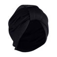 thumbnail image 1 of Odeerbi Turbans Beanie Cap for Women 2024 Twisted Wide Headband Solid Mesh Headwraps Muslim Ruffle Chemo Hat Headband Head Wraps Black, 1 of 3