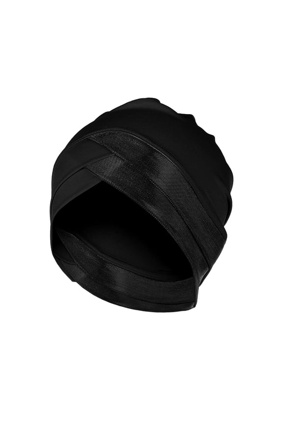 Turbans Beanie Cap for Women Twisted Wide Headband Patchwork Headwraps Muslim Ruffle Chemo Hat Headband Head Wraps Black