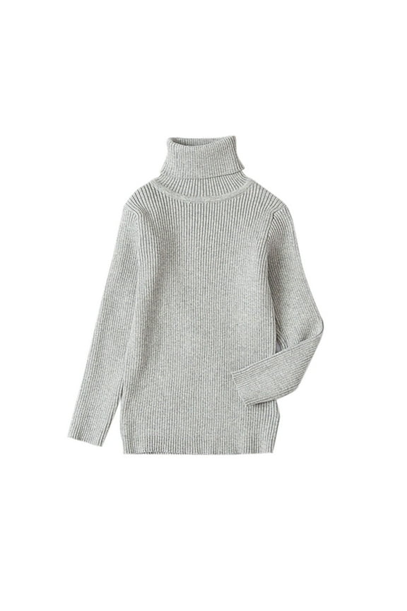 Turtleneck Sweater for Kids Toddler Baby Knit Sweater Soft Solid Warm Sweater Crochet Pullover Black