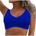 thumbnail image 1 of Odeerbi Twist Front Bikini Top for Women V Neck Padded Swimsuit Top Conservative Tight Fitting Bikini Surfing Bathing Suit Tops Blue, 1 of 6