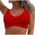 thumbnail image 1 of Odeerbi Twist Front Bikini Top for Women V Neck Padded Swimsuit Top Conservative Tight Fitting Bikini Surfing Bathing Suit Tops Red, 1 of 6