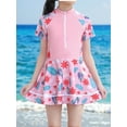 thumbnail image 1 of Odeerbi Two Piece Swim Dress Swimsuits for Toddler Kids Girls Modest Training Swimdress Bathing Suits Swimwear with Shorts Cute Flowers Leaf Print Swimming Trunks Beachwear Set Red, 1 of 9
