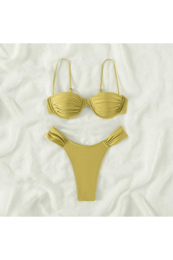 Two Piece Swimsuit for Women New Erogenous Split Bikini Swimsuit 2025 Fashion Solid Split Swimsuit Set Mint Green