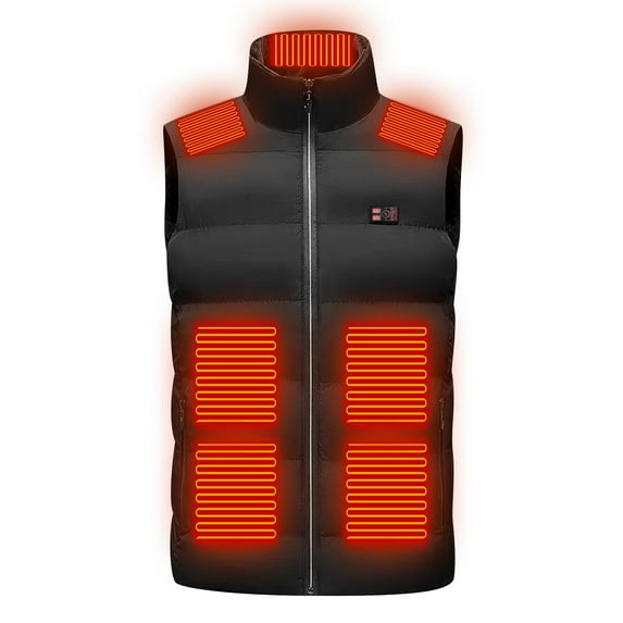 Odeerbi USB Rechargeable Heated Vest with 18 Heating Zones for Men Women Lightweight Winter Warm Thermal Heated Jacket Outdoor Warm Clothing Heated Coat For Riding Skiing Black without Power Bank