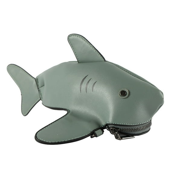 Odeerbi Wallet Women Creative shark female bag simulation cute animal shoulder cartoon bag Green