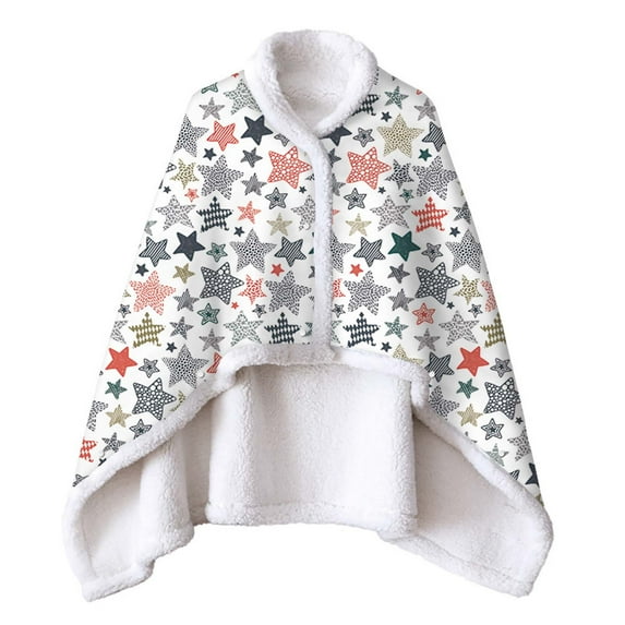 Odeerbi Wearable Blanket Baby Thick Double Sided Blankets Christmas Blanket Warm Cardigan Cape Fleece With Sleeves Soft Plush Throw Wrap Cover White