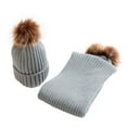 thumbnail image 1 of Odeerbi Winter Beanie for Boys Girls Knitted Beanie Cap Baby Toddler Kids Two-piece Set Solid Color Bib Hat Gray, 1 of 9