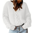thumbnail image 1 of Odeerbi Winter Cable Knit Sweaters For Women Loose Solid Color V Neck Sweater Fashion 2025 Casual Dough Twists Pullover Sweater White, 1 of 6
