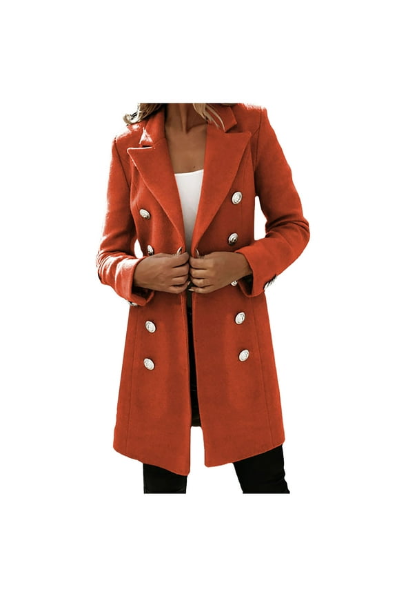 Winter Coats For Women 2025 Casual Long Sleeve Bottons Loose Hoodless Outwear Burgundy