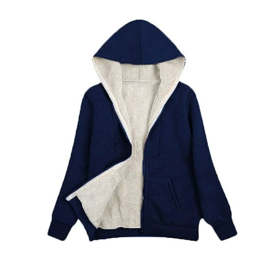 Odeerbi Winter Coats For Women Faux Furry Coat Long Hoodies Tunic Warm Fleece Lined Zip Up Sweatshirt Jacket Coat Gray