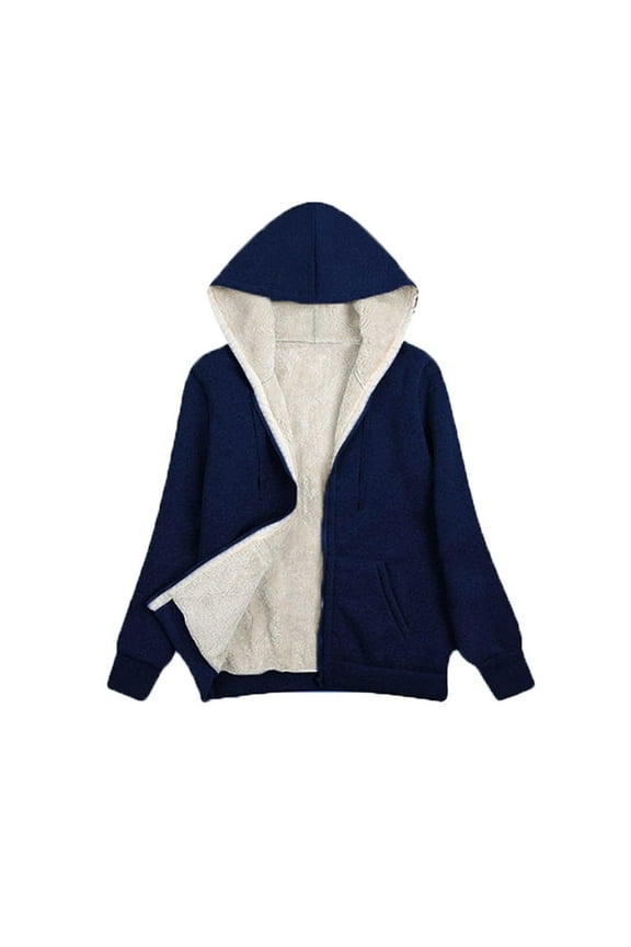 Winter Coats For Women Faux Furry Coat Long Hoodies Tunic Warm Fleece Lined Zip Up Sweatshirt Jacket Coat Gray