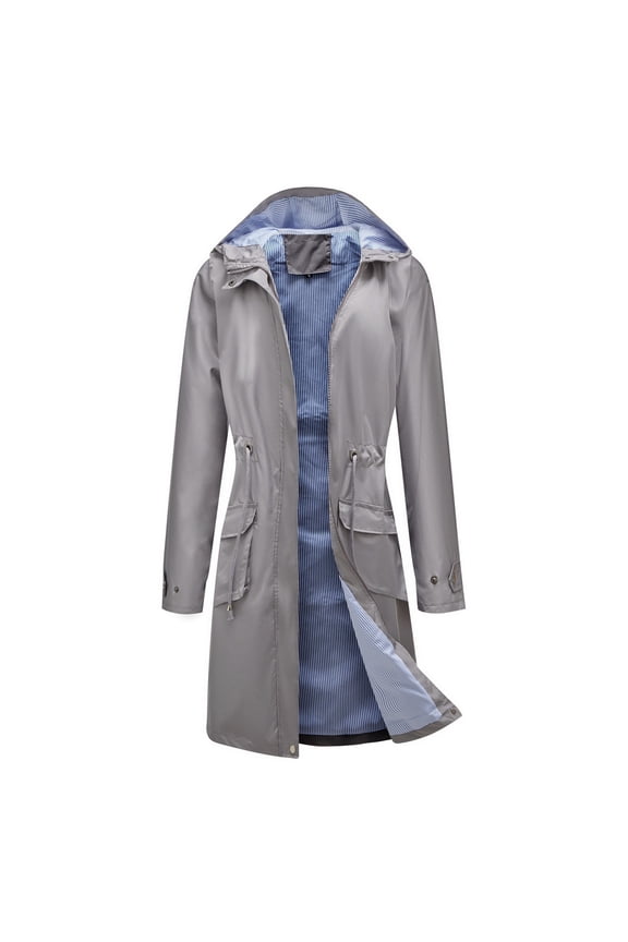 Winter Coats for Women 2025 Solid Rain Jacket Outdoor Jackets Waterproof Hooded Raincoat Windproof 0live Drab