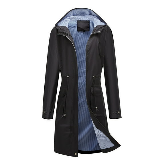 Odeerbi Winter Coats for Women Solid Rain Jacket Outdoor Jackets Waterproof Hooded Raincoat Windproof 0live Drab