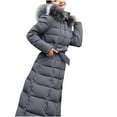 thumbnail image 1 of Odeerbi Winter Coats for Women 2025 Trendy Long Collar Padded Coat Slim Thick Coat Warm Cotton Down Jacket Gray, 1 of 4