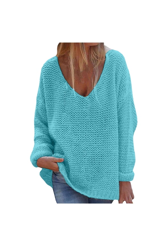 Winter Knit Sweaters for Women Solid Color Loose V Neck Sweater Single Breasted Sweater Tops Cardigan Coat Green