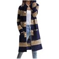 thumbnail image 1 of Odeerbi Winter Loose Striped Knit Cotton Cardigan Sweaters For Women Button Long Sleeved Sweater with Pocket Navy, 1 of 6