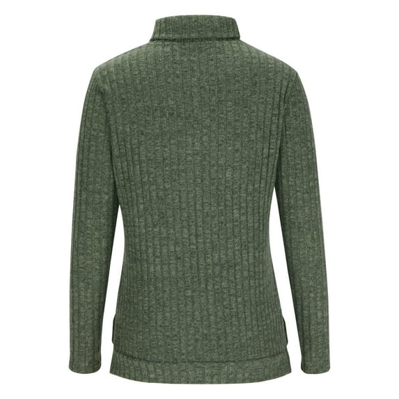 Odeerbi Winter Solid Color Turtleneck Sweater For Women 2025 Casual Round Neck Long Sleeve Pullover Blouse Loose Tops Green