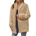 thumbnail image 1 of Odeerbi Women 2025 Casual Jackets Long Sleeve Outwear Winter Warm Coats Faux Coat Warm Furry Faux Jacket Outerwear Beige, 1 of 7