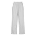 thumbnail image 1 of Odeerbi Women Full Length Pants Trendy Casual Solid Color Split Mid Waist Loose No Belt Elasticity Wide Leg Long Pants White, 1 of 6