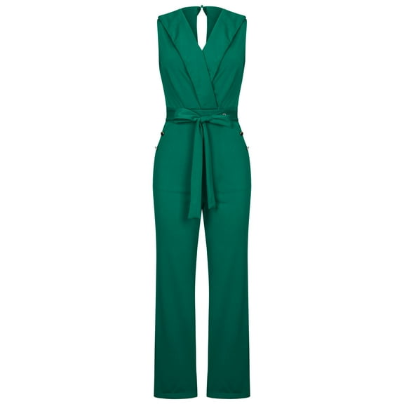 Odeerbi Women Jumpsuit Rompers Overalls Trendy Bandage Solid Cold Shoulder Suspender Cami Pants Zipper Jumpsuit Green