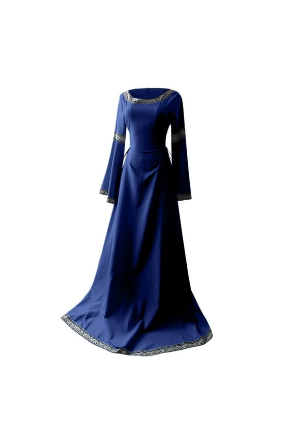 Women Medieval Dress Renaissance Fit Irregular 2025 Long Sleeve Maxi Dress Green