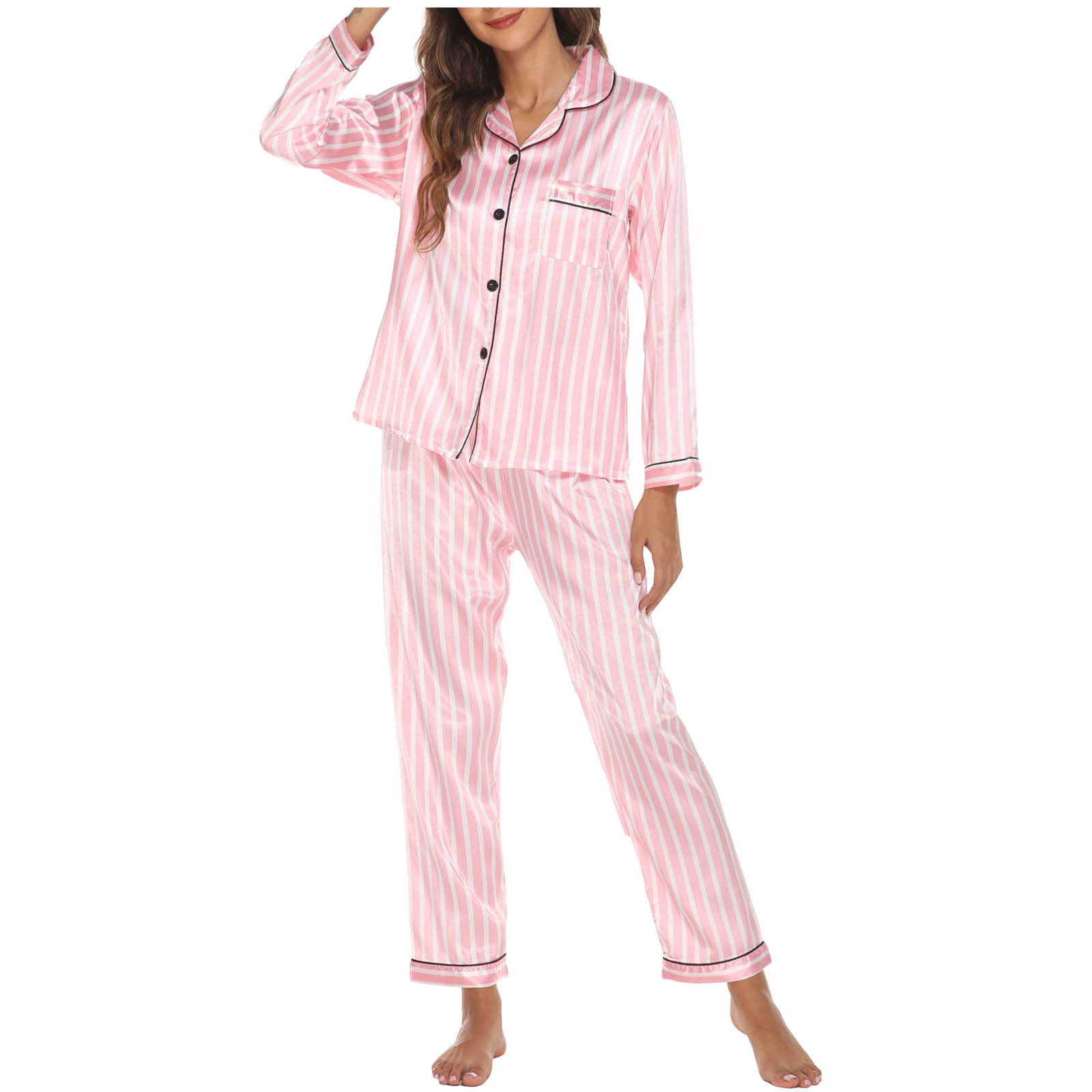 SWOMOG Couples Pajama Sets – Soft Plaid Sleepwear With Pockets