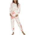 thumbnail image 1 of Odeerbi Women Pajama Sets Long Sleeves Sleepwear 2025 Fashion Tie-Dye Print Trousers Pajama Set Two-Piece White, 1 of 5