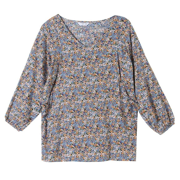 Odeerbi Women Pregnant Shirts Maternity Wear Blouses Breastfeeding 2025 Long Sleeve Small Floral V Neck Top Beige