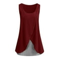 thumbnail image 1 of Odeerbi Women Pregnant Shirts Nursing Top Blouses Clothes Round Neck Sleeveless Stitching Maternity Claret, 1 of 4