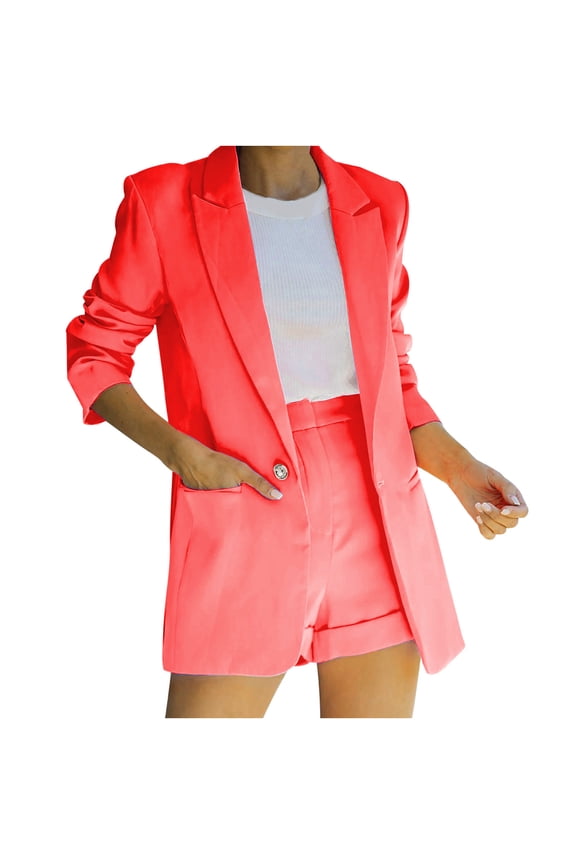 Women Suits Sets Ladies Solid Turn Down Collar Jacket 2025 Long Sleeve Coat Outerwear Blazer Mint Green