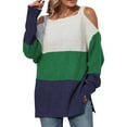 thumbnail image 1 of Odeerbi Women Sweater 2025 Casual Trendy Color Sweater Matching Pullover Long Sleeve Squard-Neck Sweater Green, 1 of 6