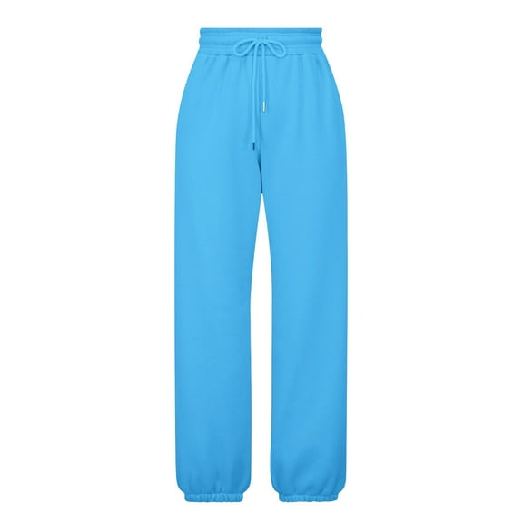 Odeerbi Women's Fleece Lined Pants Warm Sherpa Lined Sweatpants Jogger 2025 Casual Loose High Waisted Sports Sweatpants Ankle Banded Trousers Drawstring Fleece Pants Blue