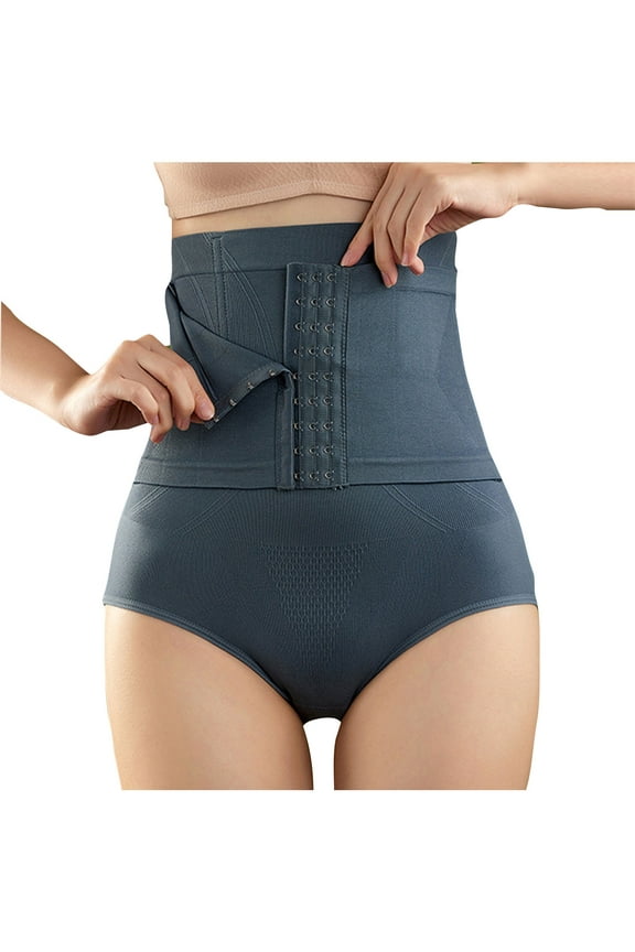 Women's High Waisted Tummy Control Underwear Breathable Soft Stretch Brief Panties Belly Tightening Shorts Breasted Shaping Belly Tightening Shapewear Bottoms Shorts Blue