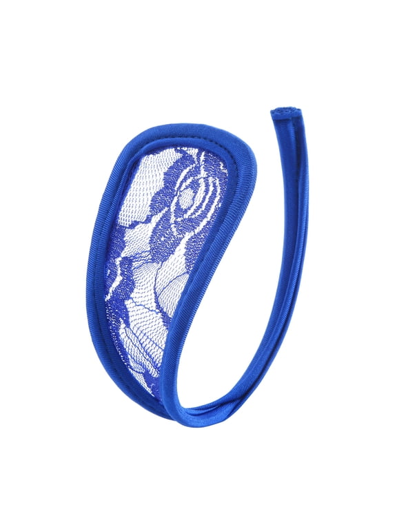 Women's Lace C-string Thong Valentine's Day Sexy Underwear Lace Invisible G-Strings Traceless Crotch Lingerie Blue