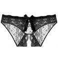thumbnail image 1 of Odeerbi Women's Lace Crotchless Panties 2025 Valentine's Day Sexy Underwear Lace Bow Bikini Panties Pearl Silky Comfy Lace Brife Black, 1 of 6