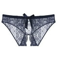 thumbnail image 1 of Odeerbi Women's Lace Crotchless Panties 2025 Valentine's Day Sexy Underwear Lace Bow Bikini Panties Pearl Silky Comfy Lace Brife Dark Blue, 1 of 1