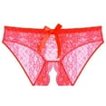 thumbnail image 1 of Odeerbi Women's Lace Crotchless Panties 2025 Valentine's Day Sexy Underwear Lace Bow Bikini Panties Pearl Silky Comfy Lace Brife Red, 1 of 1