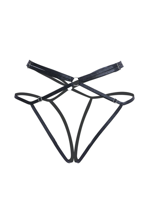 Women's Lace Thong 2025 Valentine's Day Ladies' Sexy Thong With Sexy Lacy Underpants With Buttons For Controlling Length Black