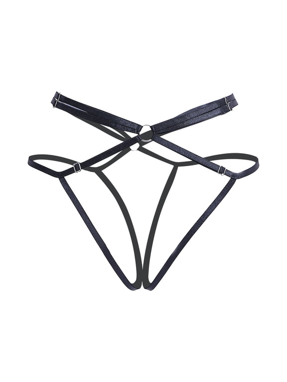 Women's Lace Thong 2025 Valentine's Day Ladies' Sexy Thong With Sexy Lacy Underpants With Buttons For Controlling Length Black