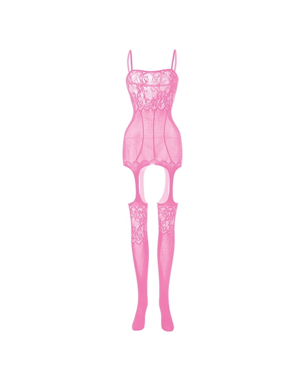 Women's Lingerie Bodysuit Set Valentine's Day Is High Elasticity Hollow Iron Diamond Mesh Wrap Hip Dress Dress Underwear