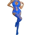 thumbnail image 1 of Odeerbi Women's Lingerie Bodysuit Set 2025 Valentine's Day Sexy Solid Color Mesh Cloth Transparent Hollow Socks And Nightwear Set Blue, 1 of 5
