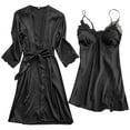 thumbnail image 1 of Odeerbi Women's Lingerie Dress Set 2025 Valentine's Day Lingerie Silk Lace Robe Dress Nightdress Sleepwear Kimono Set Black, 1 of 6