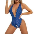 thumbnail image 1 of Odeerbi Women's Lingerie Dress Set 2025 Valentine's Day Sexy Underwear Sexy Temptation Lace Tease Open Back Pajama Suit Home Clothes Blue, 1 of 1
