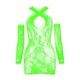 thumbnail image 1 of Odeerbi Women's Lingerie Dress Set 2025 Valentine's Day Solid Color Lingerie With Sexy Lace Hollow Patterns Suspender Dress With Sleeves Suit Green, 1 of 3