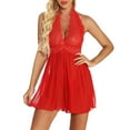 thumbnail image 1 of Odeerbi Women's Lingerie Dress Set Babydoll Valentine's Day Sexy Plus Size Lingerie Lace Bow Nightwear Sleepwear Pajamas Nightwear S-6XL Red, 1 of 1