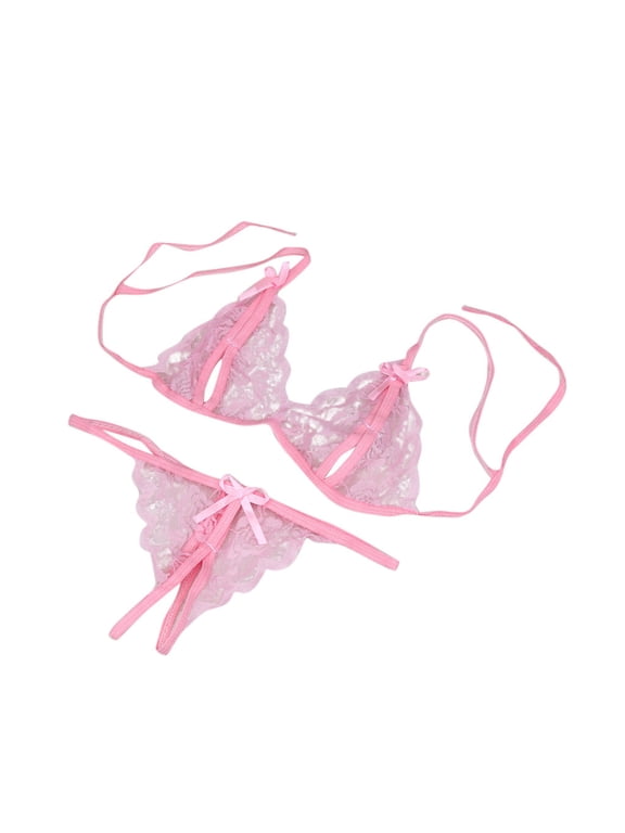 Women's Lingerie Set Valentine's Day Lady Sexy Lingerie Lace Underwear Sleepwear G-string Lingerie Pink