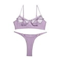 thumbnail image 1 of Odeerbi Women's Lingerie Set 2025 Valentine's Day Sexy Transparent Underwear Sling Solid Color Shortened Underwear Set Purple, 1 of 4