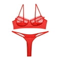 thumbnail image 1 of Odeerbi Women's Lingerie Set Valentine's Day Sexy Transparent Underwear Sling Solid Color Shortened Underwear Set Red, 1 of 1