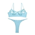 thumbnail image 1 of Odeerbi Women's Lingerie Set 2025 Valentine's Day Sexy Transparent Underwear Sling Solid Color Shortened Underwear Set Sky Blue, 1 of 1